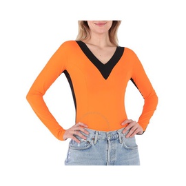 버버리 Burberry Bright Orange V-neck Bodysuit 4560597