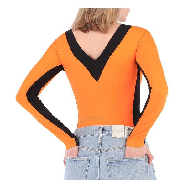 버버리 버버리 Burberry Bright Orange V-neck Bodysuit 4560597