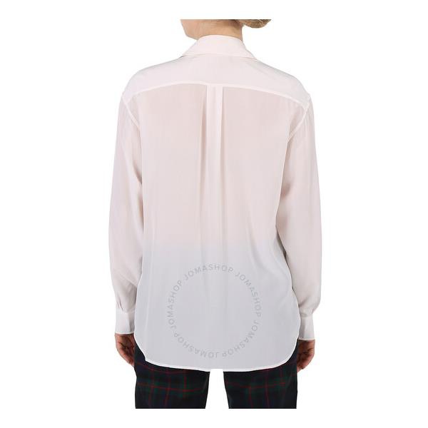 버버리 버버리 Burberry Ladies Marika Optic White Press Studded Silk Crepe De Chine Shirt 8016905