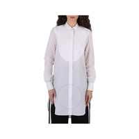 버버리 Burberry Ladies Natural White Bib Detail Cotton Longline Tunic Shirt 4059344