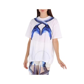 버버리 Burberry Ladies Carrick Short Sleeve Mermaid Tail-Print Oversized T-Shirt 4568007