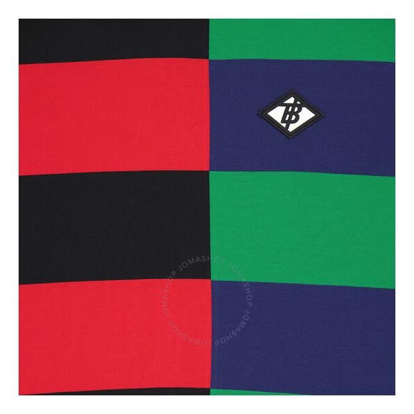 버버리 버버리 Burberry Ladies Bright Red Carrick Embroidered Logo Rugby Stripe Tee 8021862