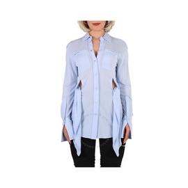 버버리 Burberry Ladies Pale Blue Sash Detail Jersey Oversized Shirt 4566397