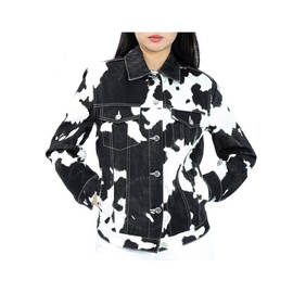 버버리 Burberry Black Pattern Prestwick Cow Print Denim Jacket 8016759