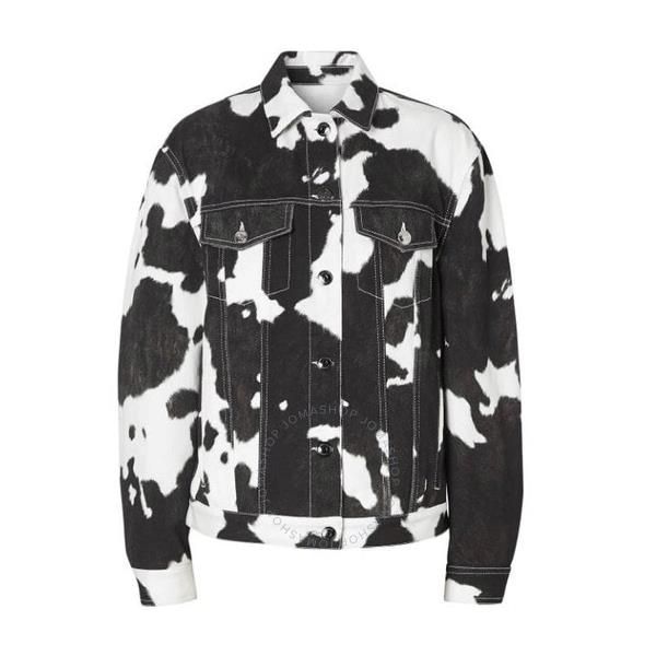 버버리 버버리 Burberry Black Pattern Prestwick Cow Print Denim Jacket 8016759