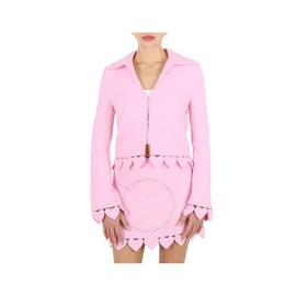 Mach & Mach Ladies Pink Love-Heart Hem Cropped Blazer Jacket R23-C0065-CRP-313