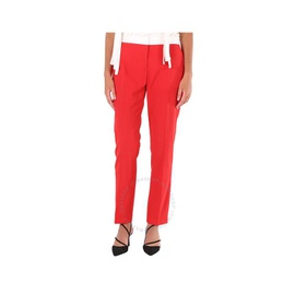 버버리 Burberry Ladies Bright Red Hanover Two-tone Wool Tailored Trousers 8017157