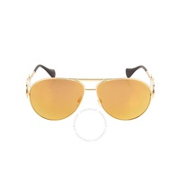 베르사체 Versace Brown Mirrored Gold Pilot Unisex Sunglasses VE2249 10027P 65