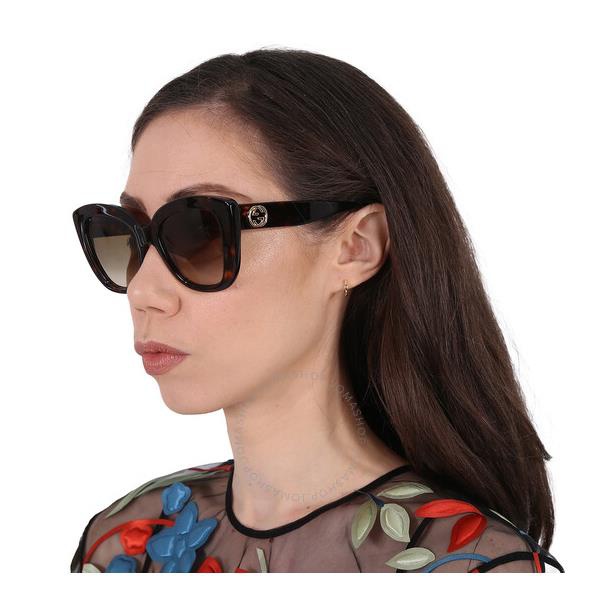 구찌 구찌 Gucci Light Brown Butterfly Ladies Sunglasses GG0327S 002 52