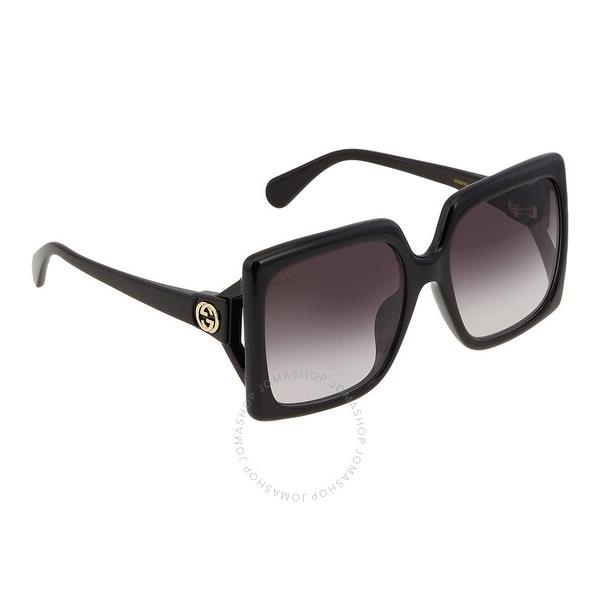 구찌 구찌 Gucci Grey Gradient Square Ladies Sunglasses GG0876SA 001 59