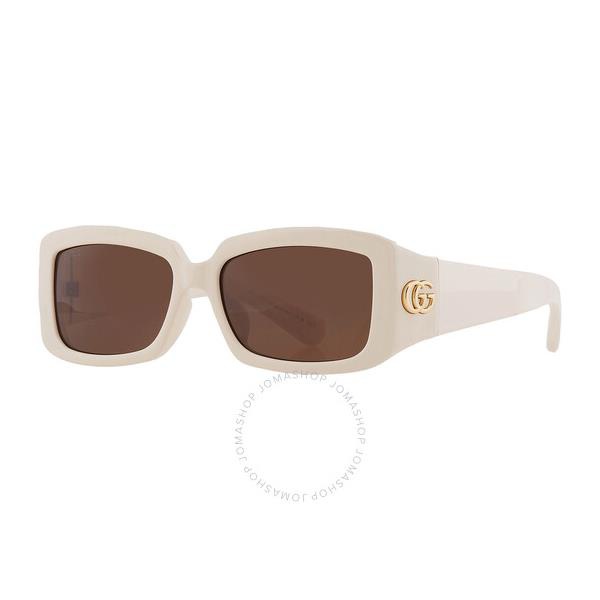 구찌 구찌 Gucci Brown Rectangular Ladies Sunglasses GG1403SK 004 54