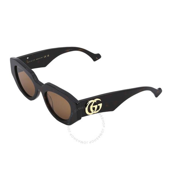 구찌 구찌 Gucci Brown Geometric Ladies Sunglasses GG1421S 002 51
