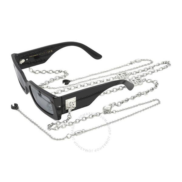 돌체앤가바나 돌체앤가바나 Dolce & Gabbana Grey Mirror Black Rectangular Ladies Sunglasses DG4416 501/6G 53
