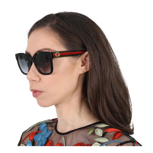 구찌 구찌 Gucci Grey Gradient Square Ladies Sunglasses GG0034SN 002 54