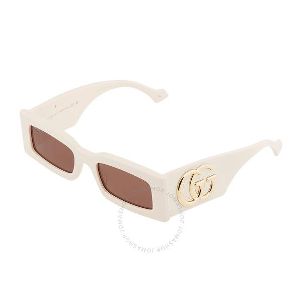 구찌 구찌 Gucci Brown Rectangular Ladies Sunglasses GG1425S 004 53