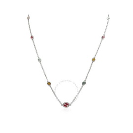 구찌 Gucci Sterling Silver Interlocking G Multicoloured Enamel Necklace - YBB728953001