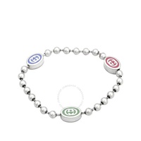 구찌 Gucci Sterling Silver And Enamel Boule Chain Interlocking G Bracelet YBA753442001