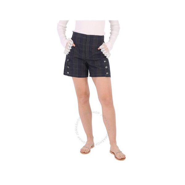 끌로에 Chloe Ladies Virgin Wool High-waist Plaid Shorts CHC19WSH011694A9