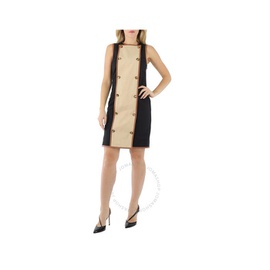 버버리 Burberry Stretch Wool Sleeveless Dress With Leather-trim 4562586