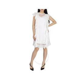 버버리 Burberry Nahla White Polka-dot And Scalloped Lace Tulle Dress 8017040