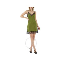 버버리 Burberry Cedar Green Silk-satin Lace-trimmed Mini Dress 4562549