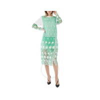 버버리 Burberry Green And White Embroidered Tulle Dress 4546768