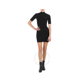 T By 알렉산더 왕 Alexander Wang Ladies Black Logo Applique Mock Neck Body-Con Minidress 4KC1236032-001