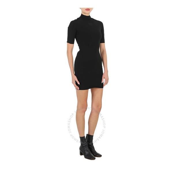 알렉산더왕 T By 알렉산더 왕 Alexander Wang Ladies Black Logo Applique Mock Neck Body-Con Minidress 4KC1236032-001