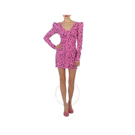 Rotate Ladies Super Pink Comb Jacquard Printed Mini Dress RT2483 Super Pink Comb
