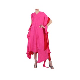 발렌시아가 Balenciaga Ladies Pink Asymmetric Floral Jacquard Dress 698662 TMO58 5630