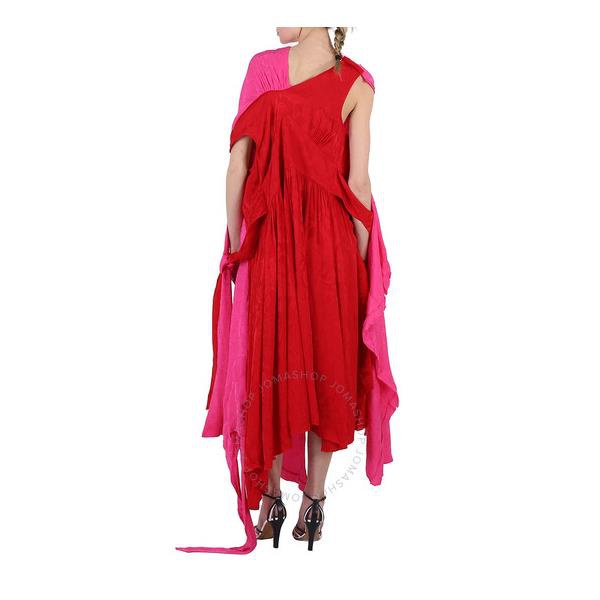 발렌시아가 발렌시아가 Balenciaga Ladies Pink Asymmetric Floral Jacquard Dress 698662 TMO58 5630