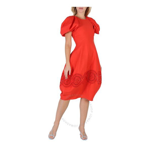 스텔라 맥카트니 스텔라 맥카트니 Stella Mccartney Bright Red Broderie Anglaise Puff-Sleeve Dress 6A0122 3BU304-6512