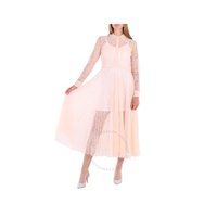 버버리 Burberry Open Box - Ladies Pleated Lace Dress In Powder Pink 4072268