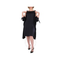 버버리 Burberry Ladies Black Miley Strap Detail Location Print Silk Dress 8029803