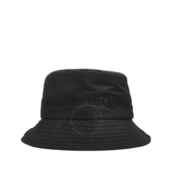 알렉산더 맥퀸 알렉산더맥퀸 Alexander Mcqueen Ladies Black Logo Embroidered Padded Bucket Hat 719134 3404Q 1000