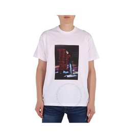 버버리 Burberry Mens Optic White Photo Print Cotton T-Shirt 4565697