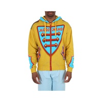 모스키노 Moschino Yellow Trompe L Oeil Zip-Up Hooded Sweatshirt J1716-5227-1030