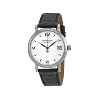 몽블랑 Star Classique Automatic Silvery White Dial Black Leather Watch 111590