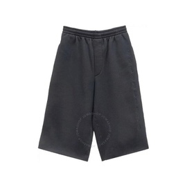 발렌시아가 Balenciaga Mens Black Logo Embroidered Long Oversize Bermuda Shorts 644677 TJVK8 1069