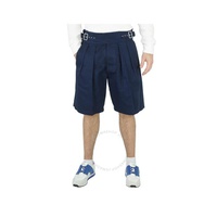 메종마르지엘라 Maison Margiela Mens Dark Blue Pleated Buckled Bermuda Shorts S50MU0049S48601511