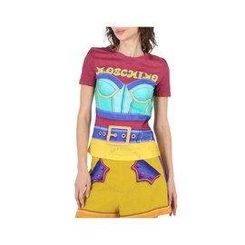 모스키노 Moschino Ladies Multicolor Trompe L Oeil Regular T-Shirt A0708-5540-2888