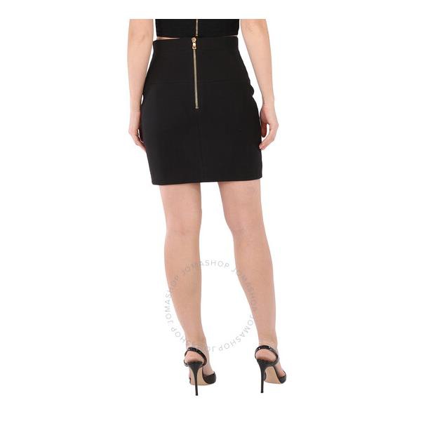 발망 발망 Balmain Ladies Black Button-Detail High-Waisted Skirt YF1LB375CB11-0PA