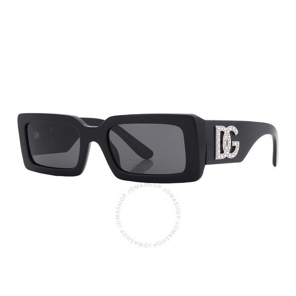 돌체앤가바나 돌체앤가바나 Dolce & Gabbana Dark Grey Rectangular Ladies Sunglasses DG4447B 335587 53