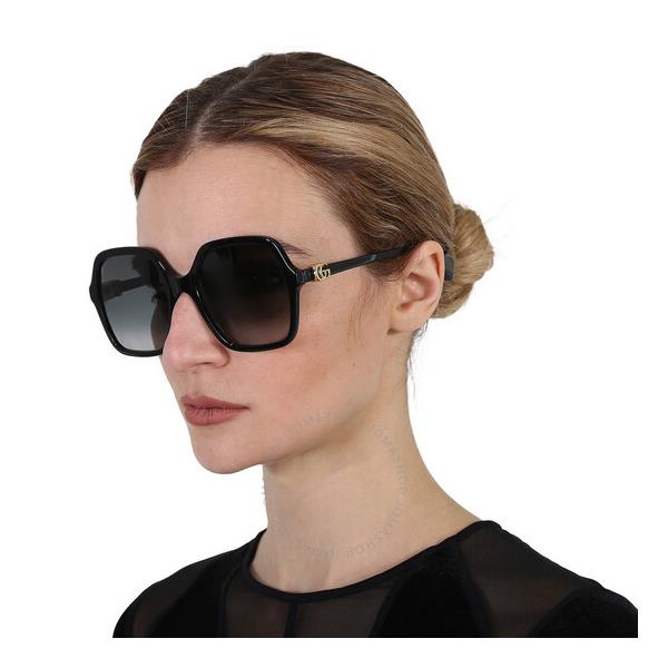 구찌 구찌 Gucci Grey Square Ladies Sunglasses GG1072S 001 56