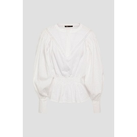 MAJE Lalis lace-trimmed shirred cotton blouse 22250442025918440
