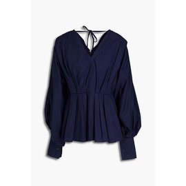 ROKSANDA Pleated cotton-poplin peplum blouse 1647597278534782