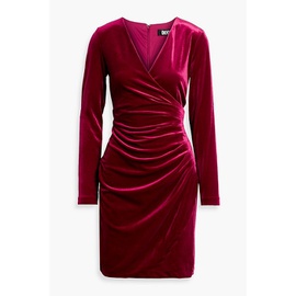 DKNY Wrap-effect pleated velvet mini dress 1647597301946079