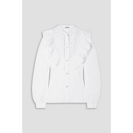 MIU MIU Embellished ruffled cotton-poplin blouse 1647597305540122