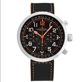 Zeno MEN'S Ronda Auto Chronograph Leather Black Dial Watch B560-A15