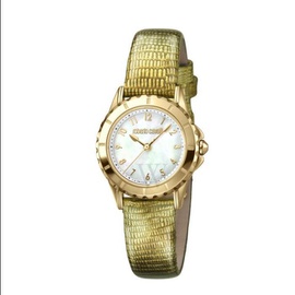 Roberto Cavalli WOMEN'S (Calfskin) Leather White Dial Watch RV1L049L0036